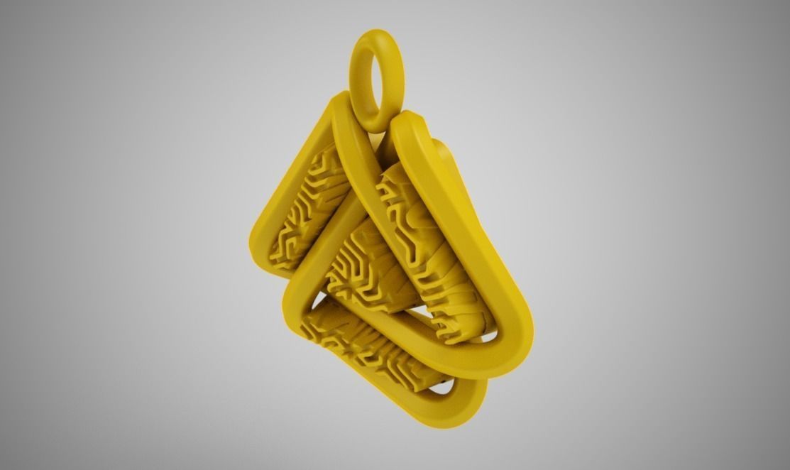 Valknut Triangle Necklace 3D print model_13