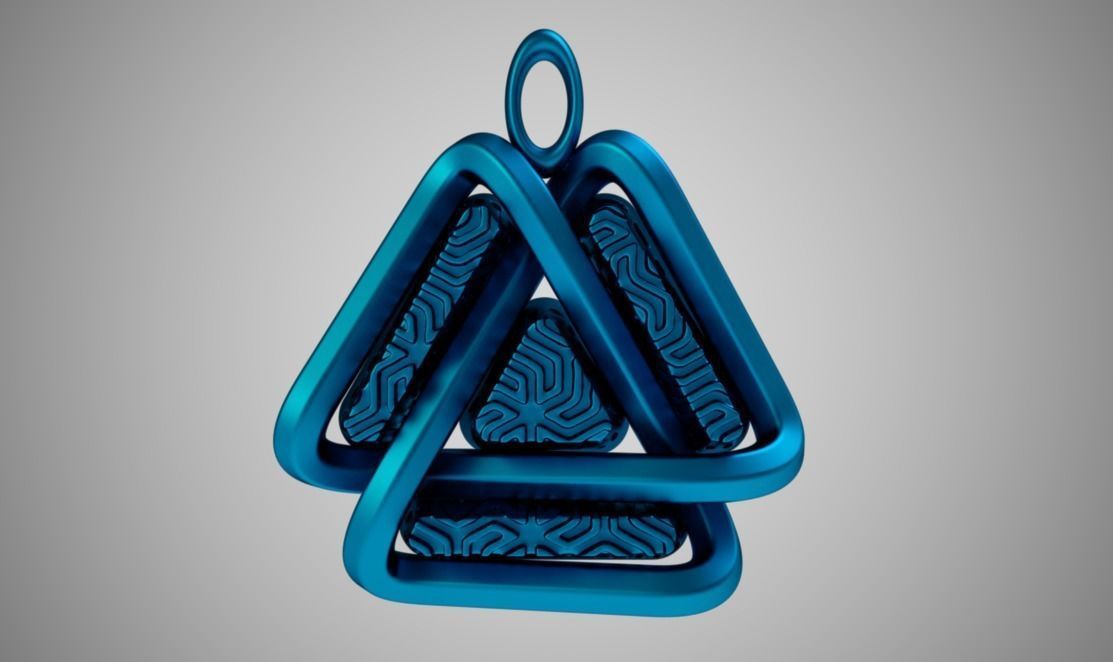 Valknut Triangle Necklace 3D print model_6
