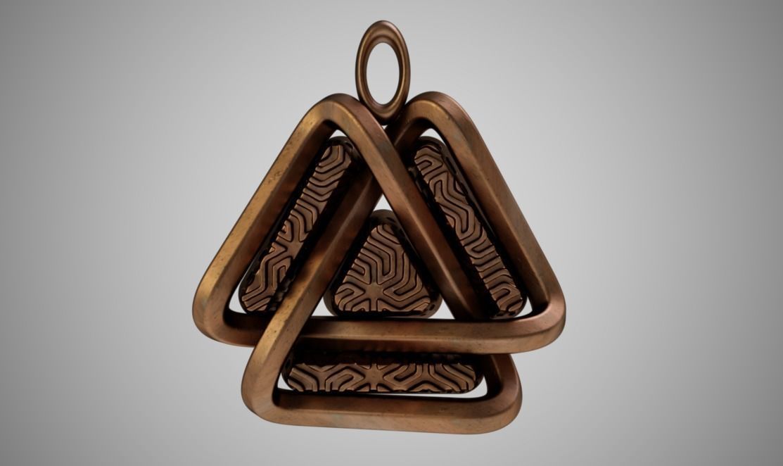 Valknut Triangle Necklace 3D print model_7