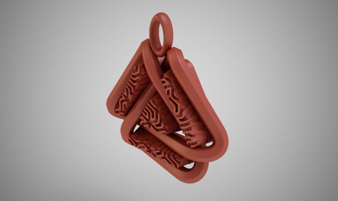 Valknut Triangle Necklace 3D print model_11