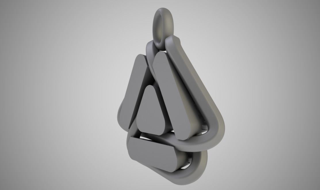 Valknut Triangle Necklace 3D print model_3