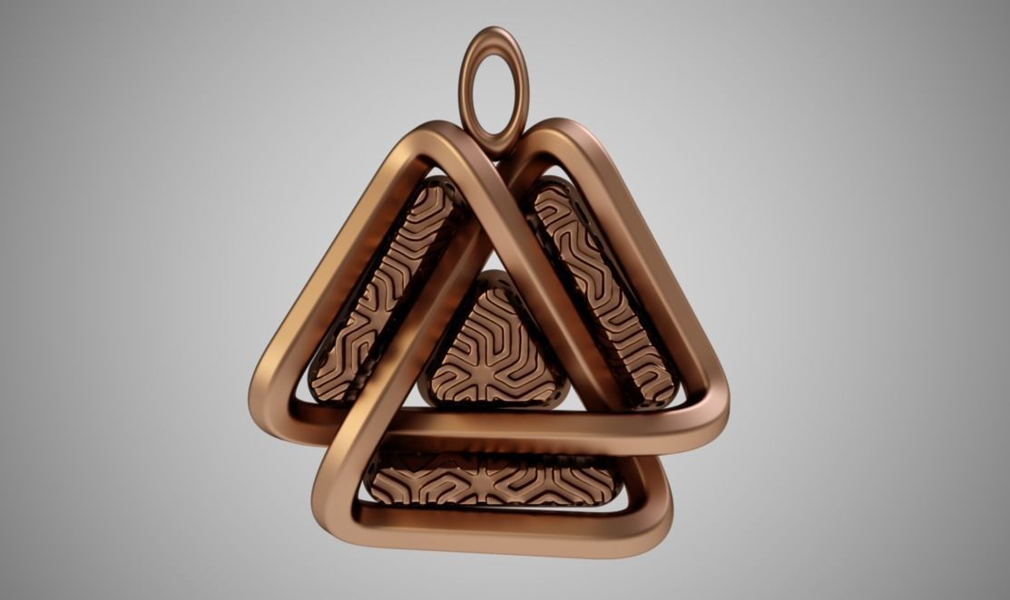 Valknut Triangle Necklace 3D print model_4