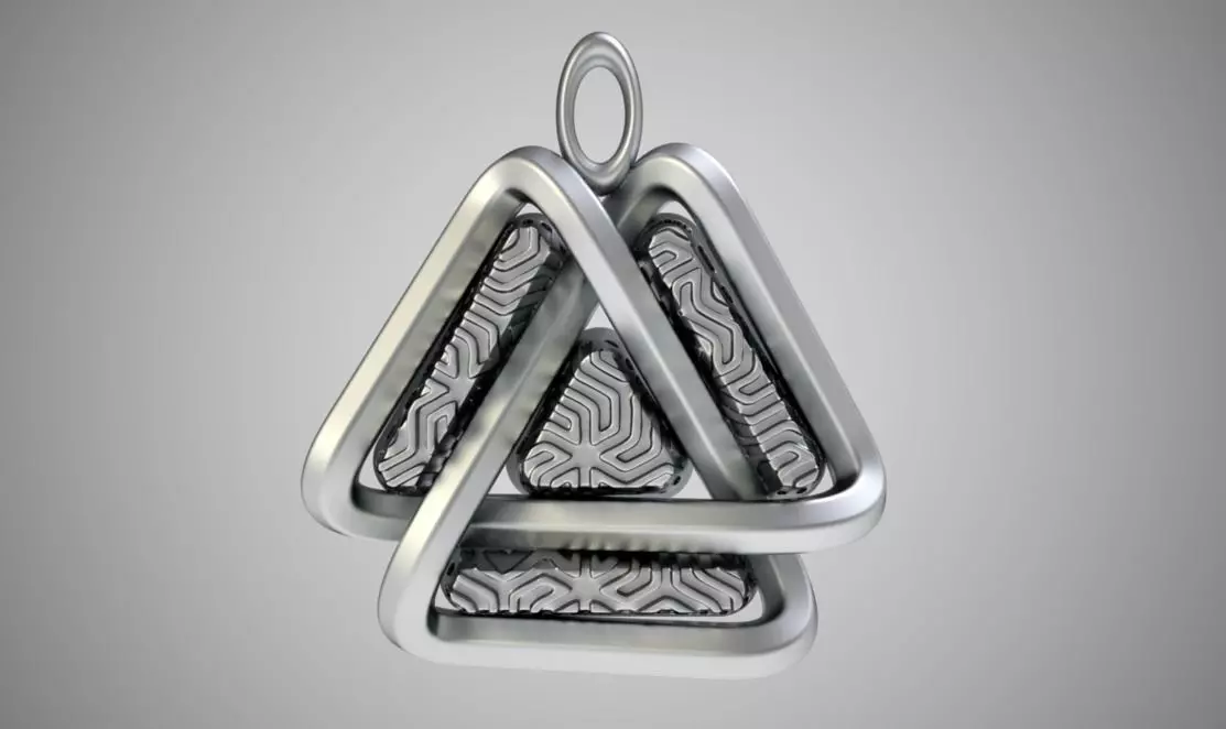 Valknut Triangle Necklace 3D print model_0