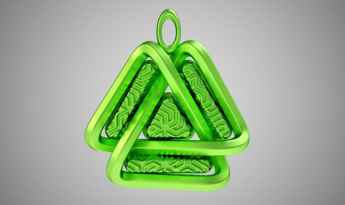 Valknut Triangle Necklace 3D print model_5
