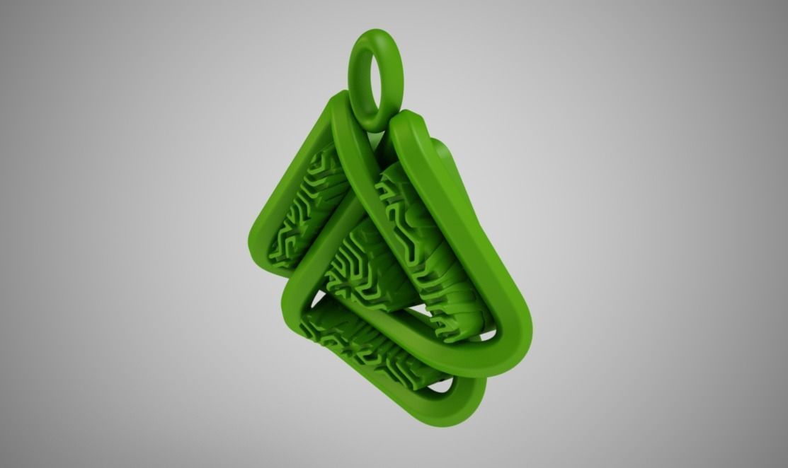 Valknut Triangle Necklace 3D print model_12