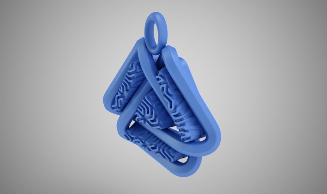 Valknut Triangle Necklace 3D print model_10