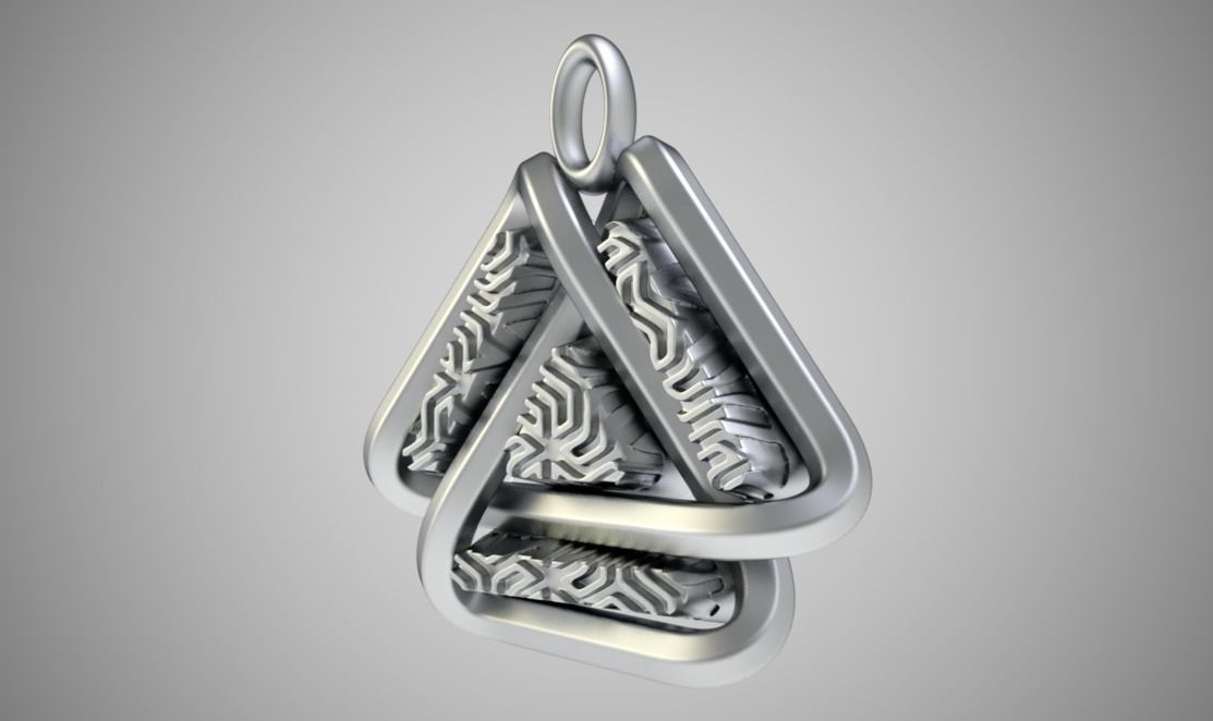 Valknut Triangle Necklace 3D print model_8