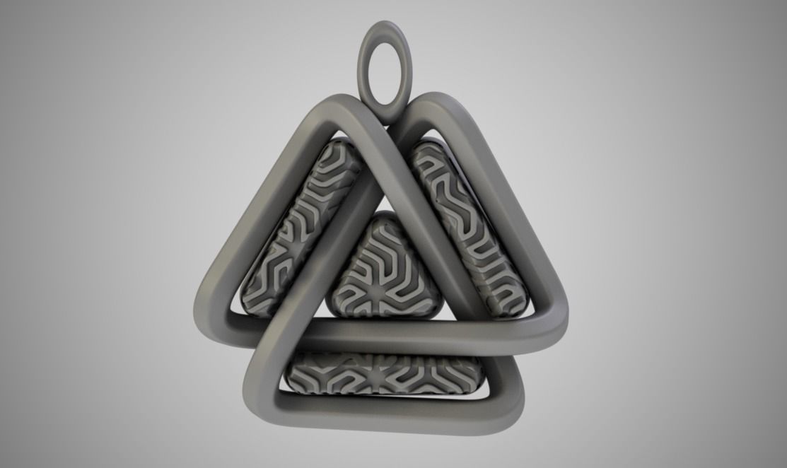 Valknut Triangle Necklace 3D print model_1