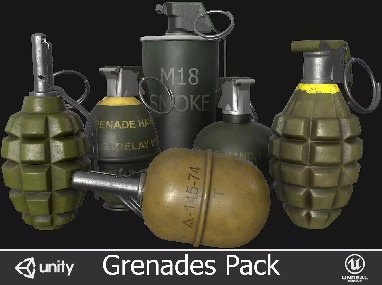 Grenades Pack Low-poly 3D model_0