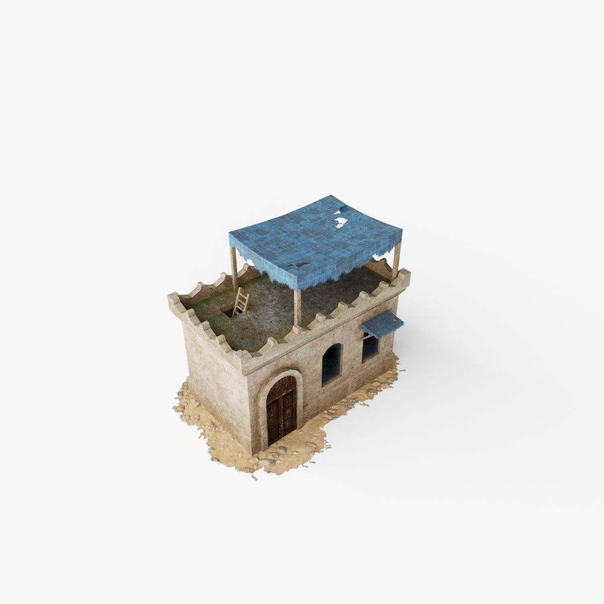 Collection of Oriental Buildings Low-poly 3D model_3