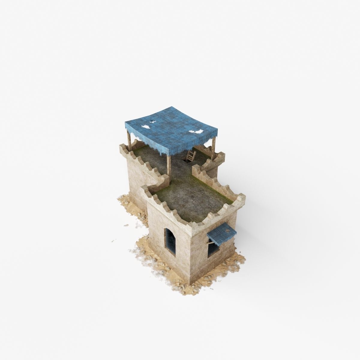 Collection of Oriental Buildings Low-poly 3D model_13