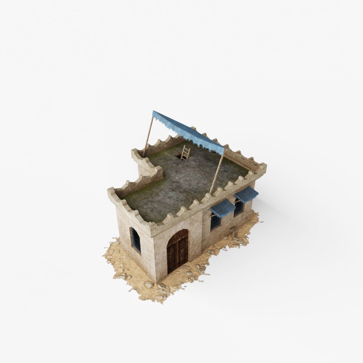 Collection of Oriental Buildings Low-poly 3D model_9