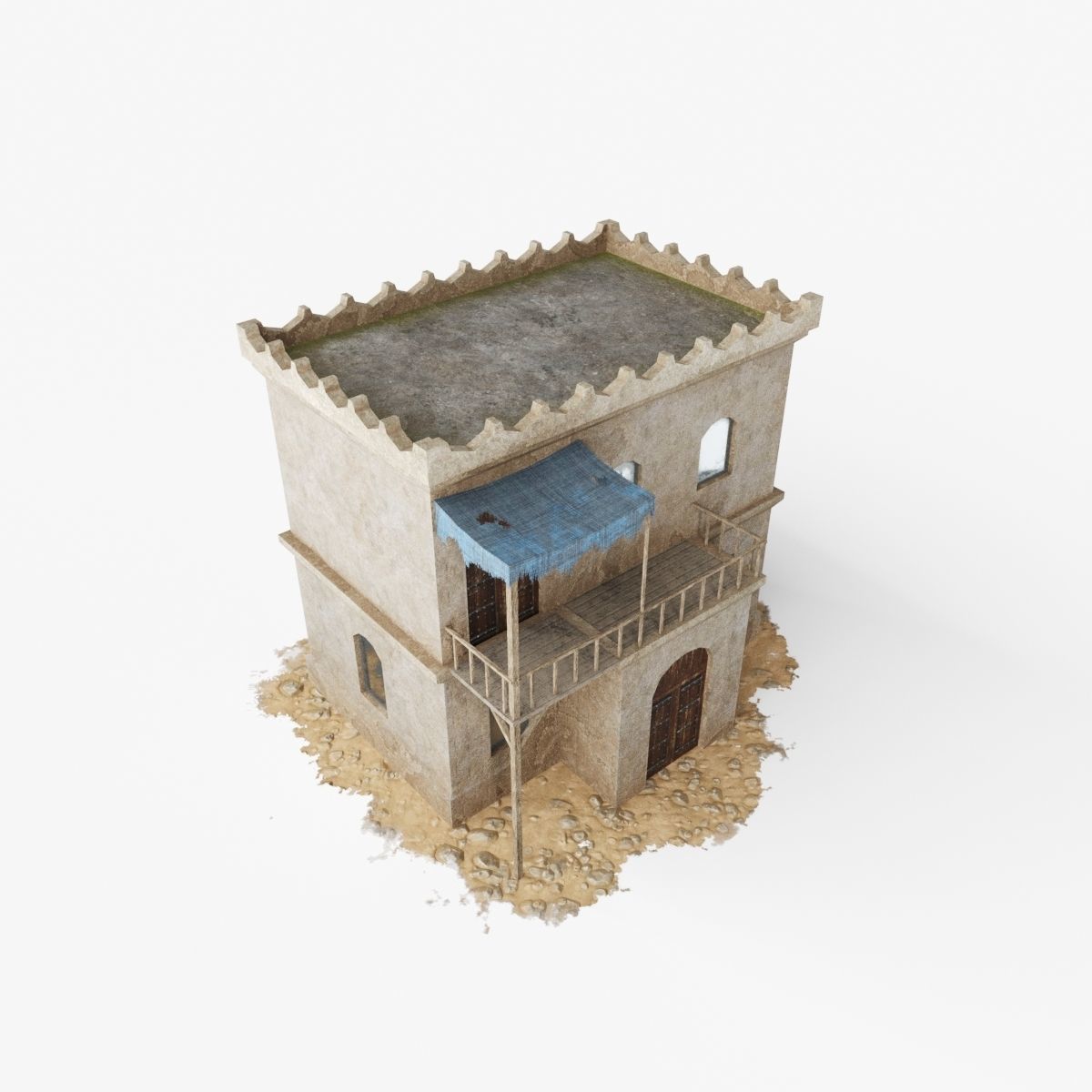 Collection of Oriental Buildings Low-poly 3D model_20