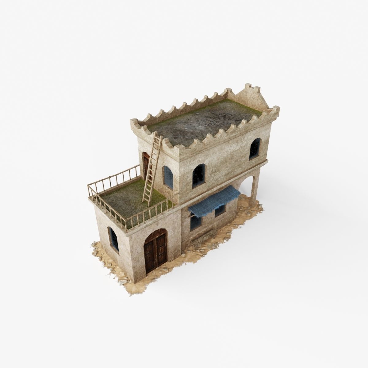 Collection of Oriental Buildings Low-poly 3D model_15
