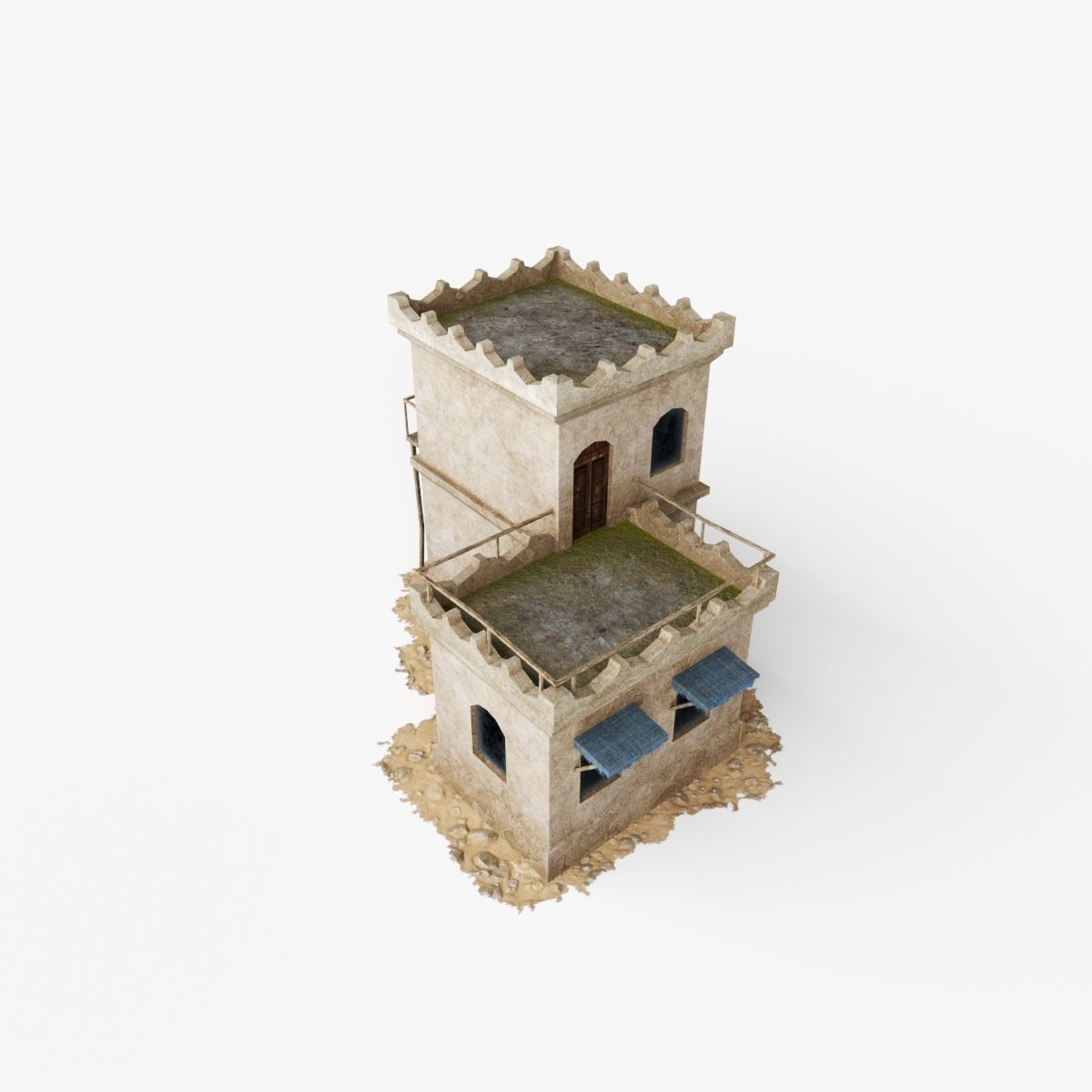 Collection of Oriental Buildings Low-poly 3D model_11