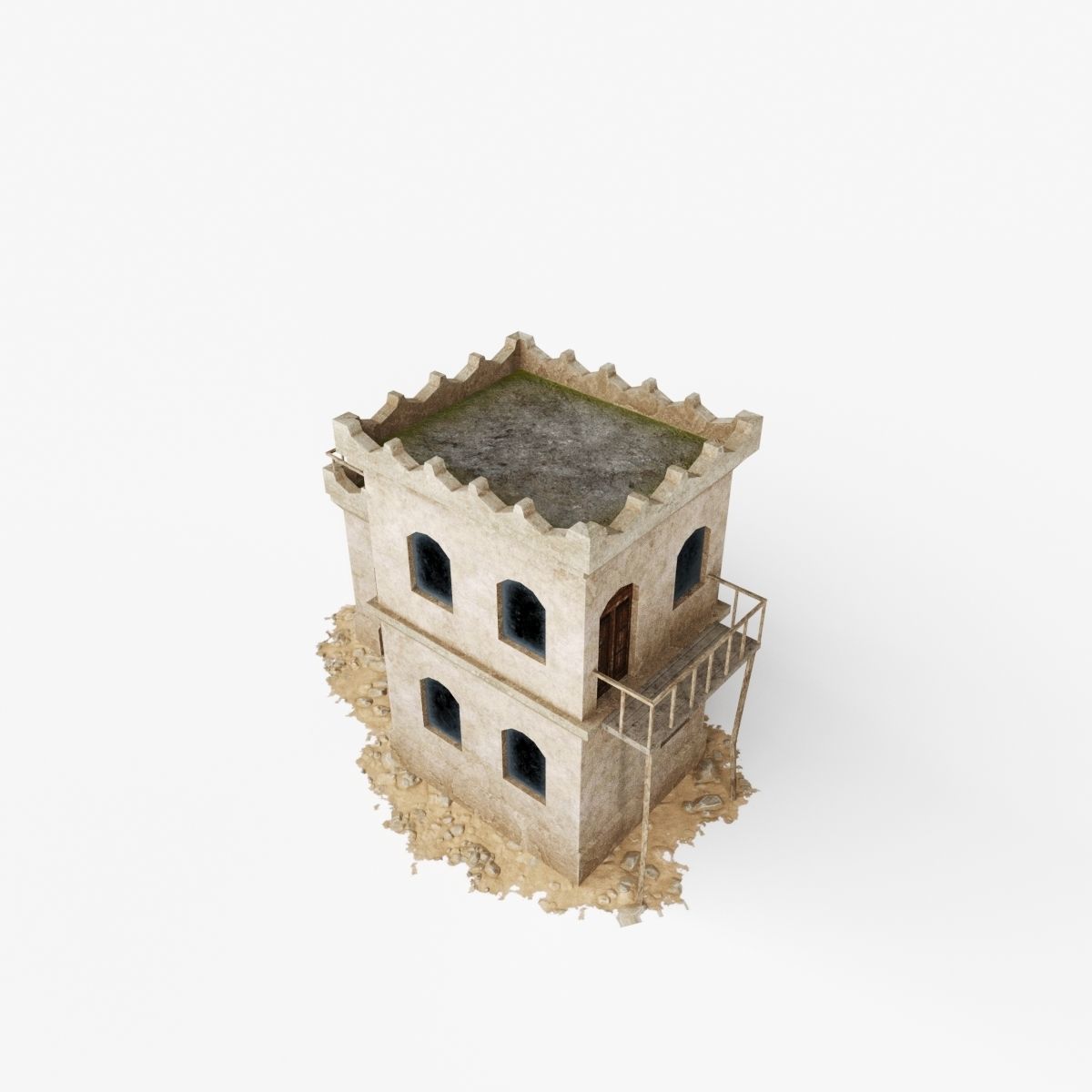 Collection of Oriental Buildings Low-poly 3D model_12