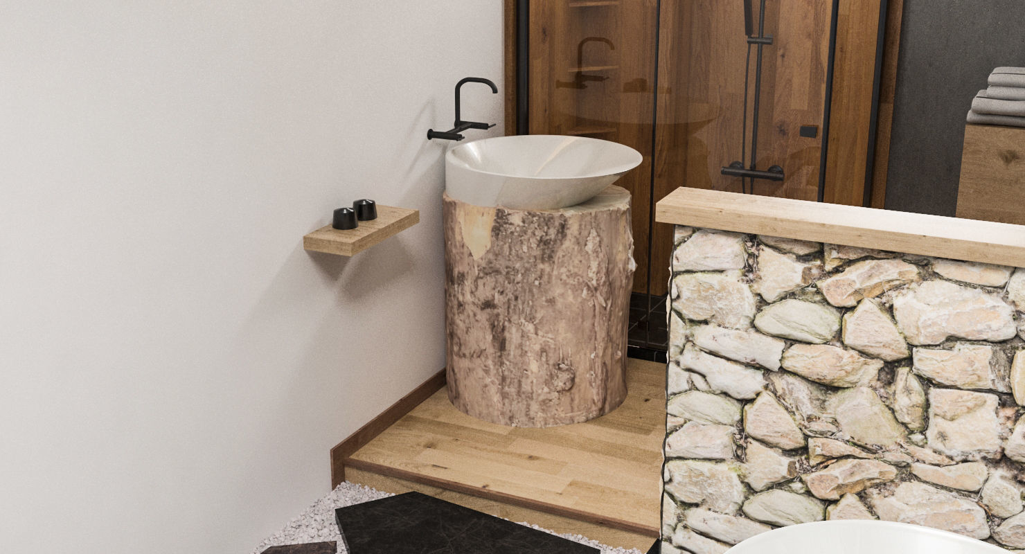 Wooden Log Low-poly 3D model_9