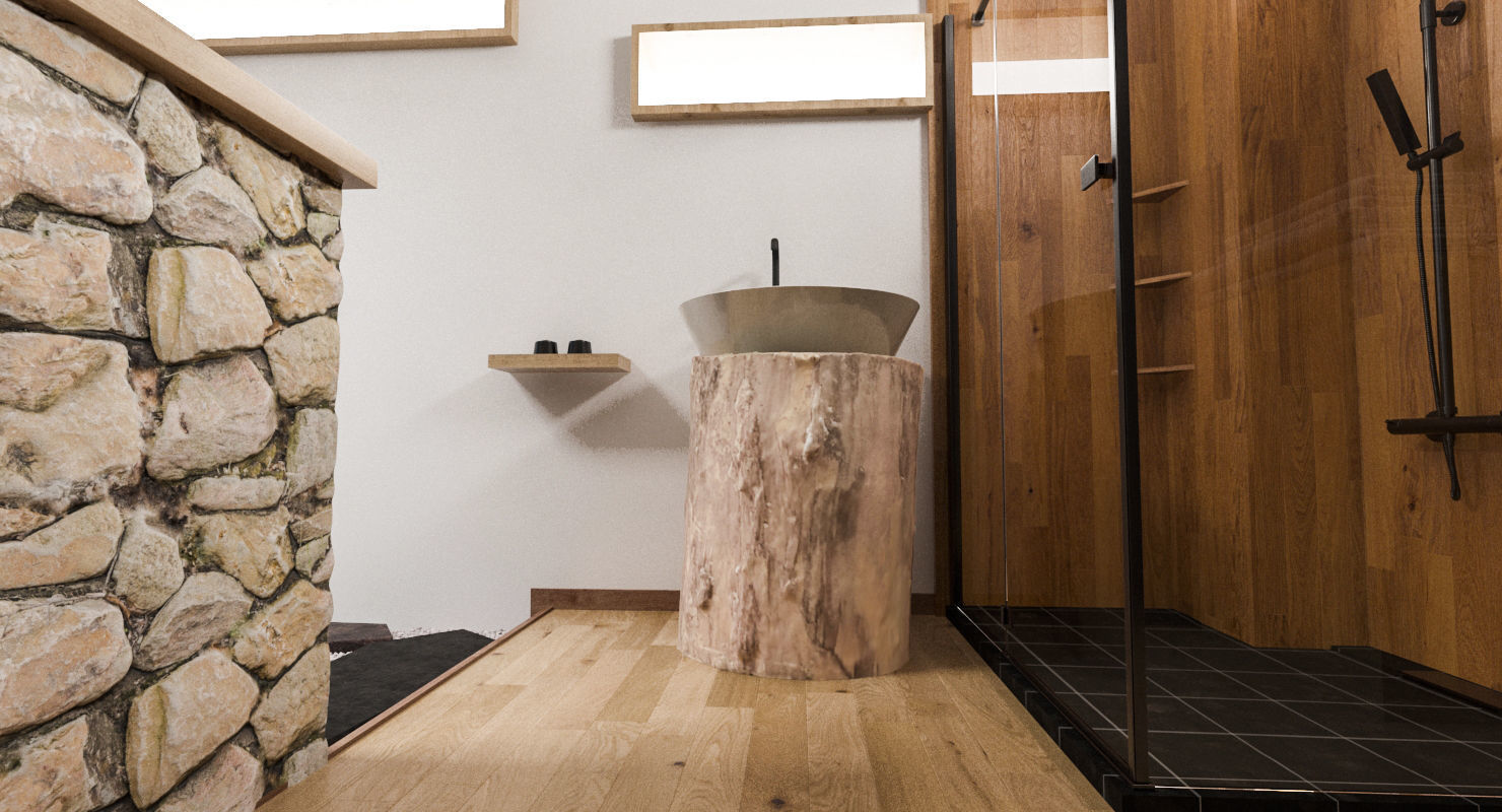 Wooden Log Low-poly 3D model_8