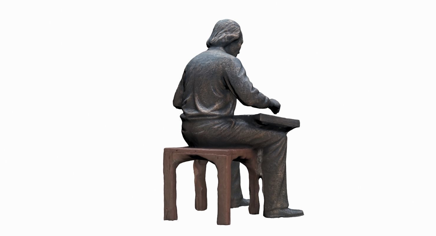 Musician Statue Low-poly 3D model_4