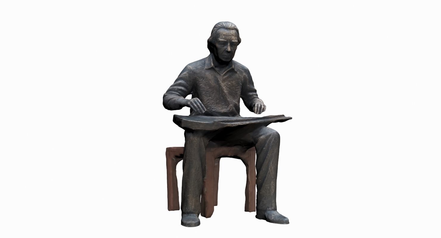 Musician Statue Low-poly 3D model_1