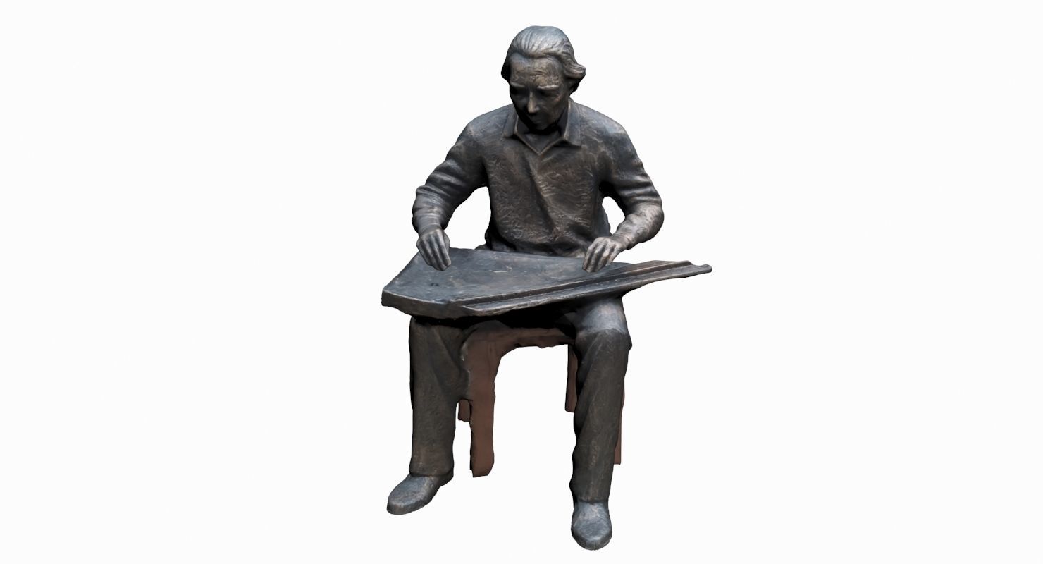 Musician Statue Low-poly 3D model_5
