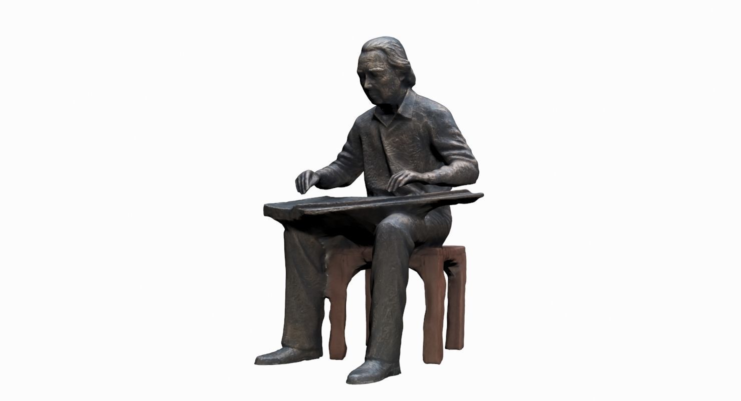 Musician Statue Low-poly 3D model_2