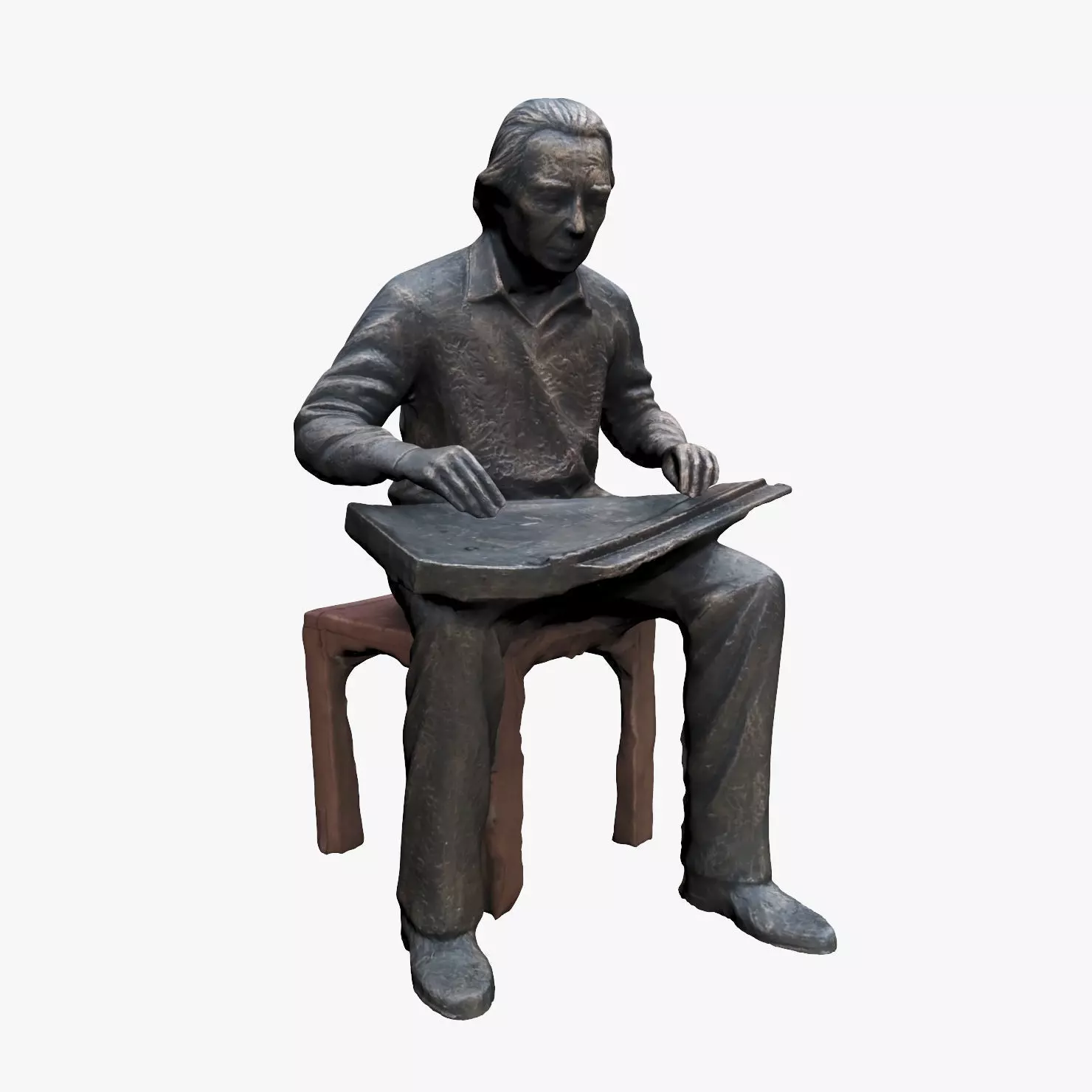 Musician Statue Low-poly 3D model_0
