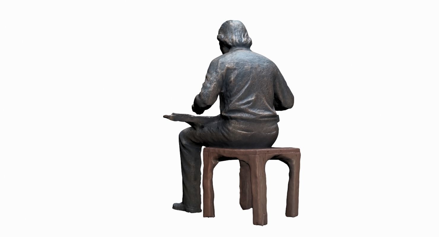 Musician Statue Low-poly 3D model_3