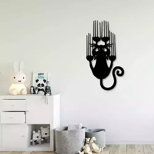 Slipping cat for wall decoration