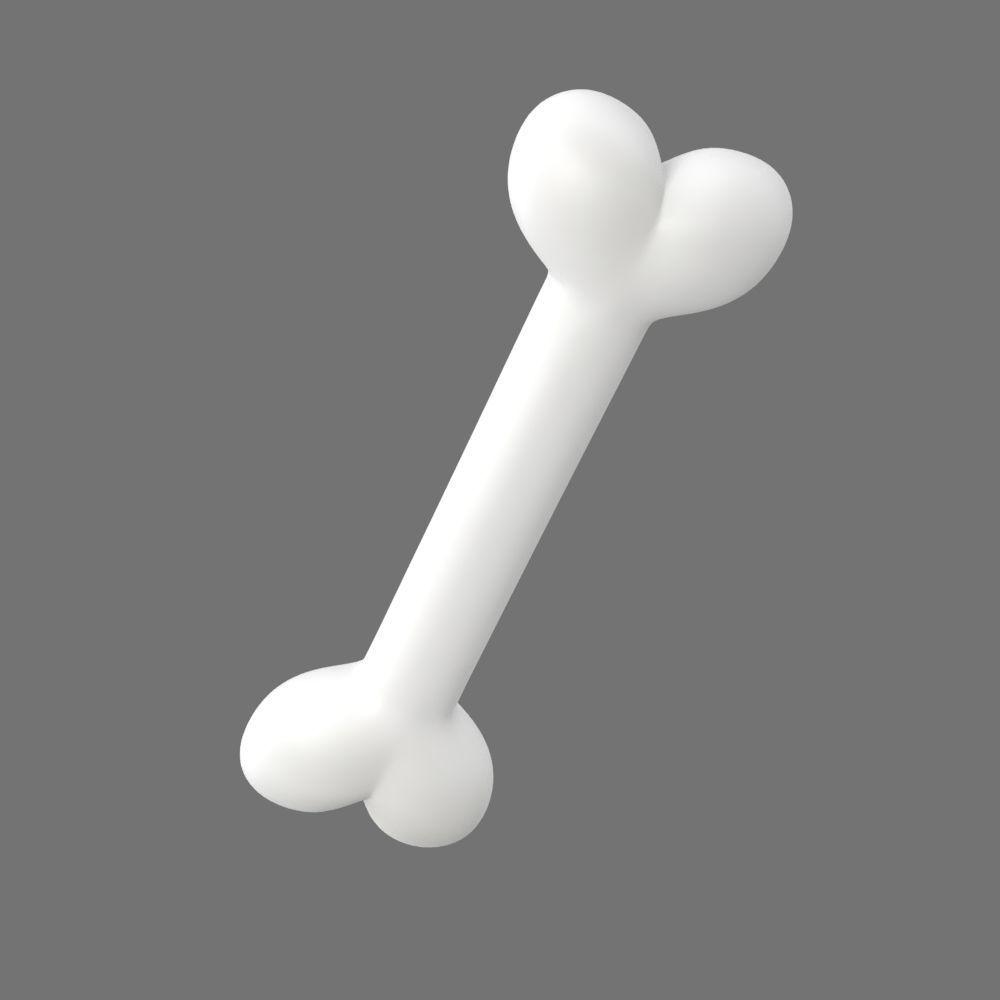Dog bone simple cartoon 3D model_2