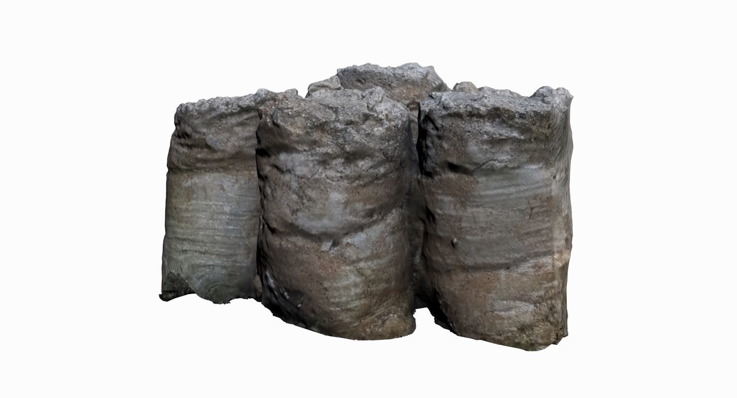Sack of Concrete Low-poly 3D model_1
