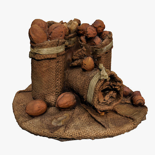 Sack of Nuts Low-poly 3D model