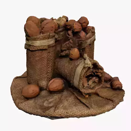 Sack of Nuts Low-poly 3D model