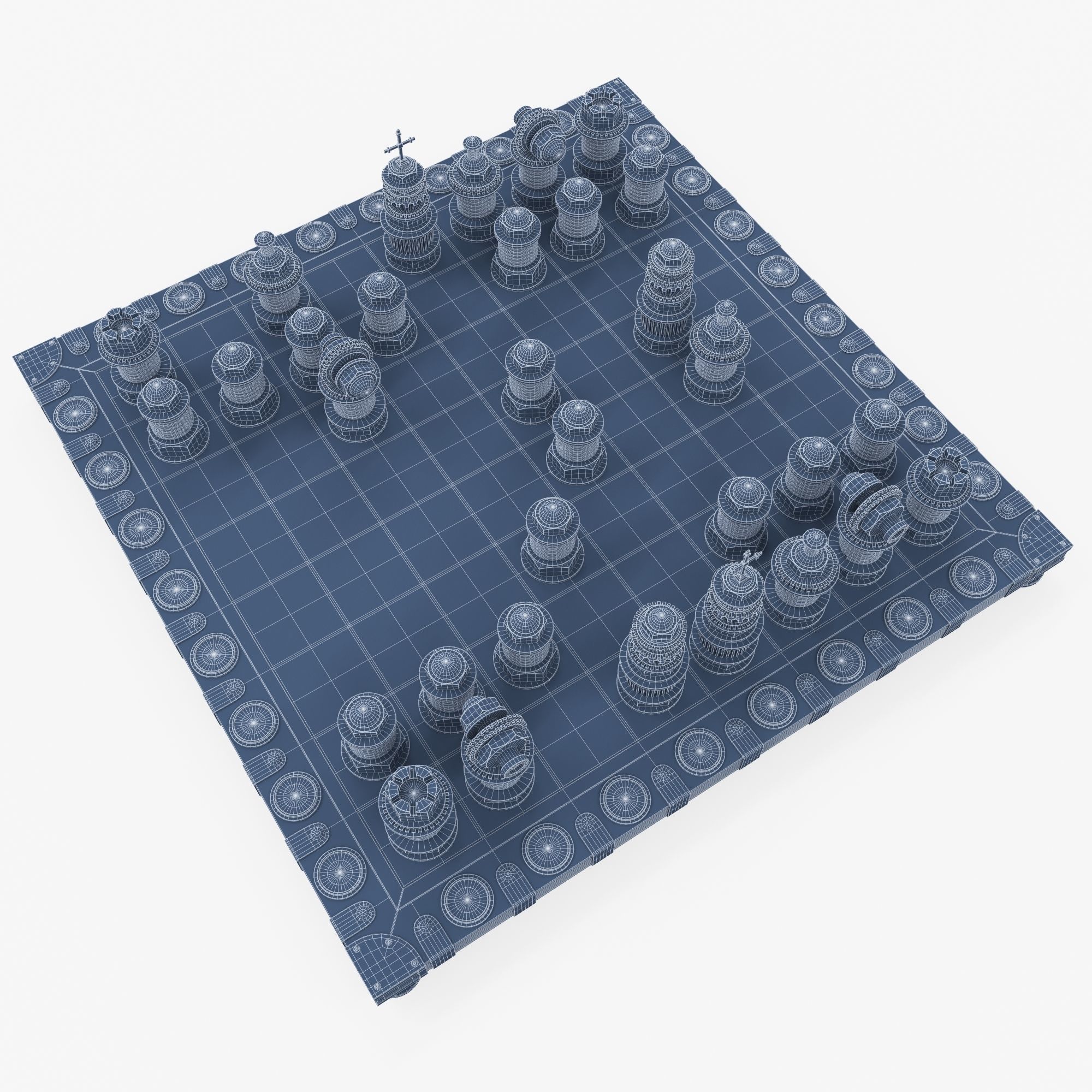 Steampunk chess set 3D model_13