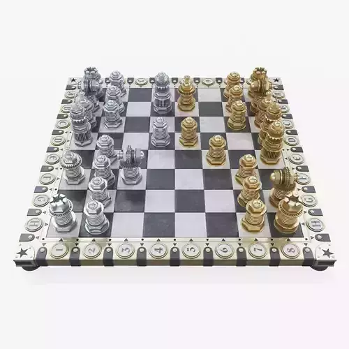 Steampunk chess set 3D model