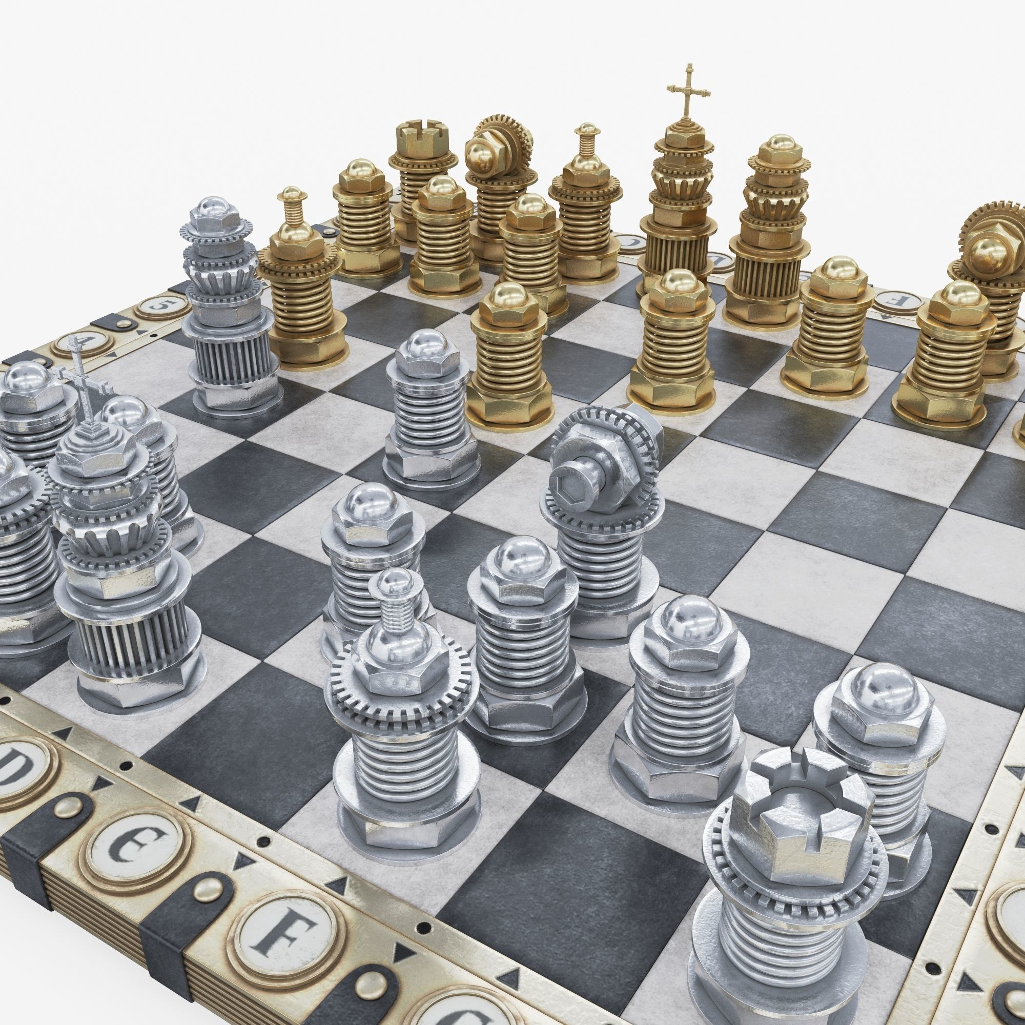 Steampunk chess set 3D model_4