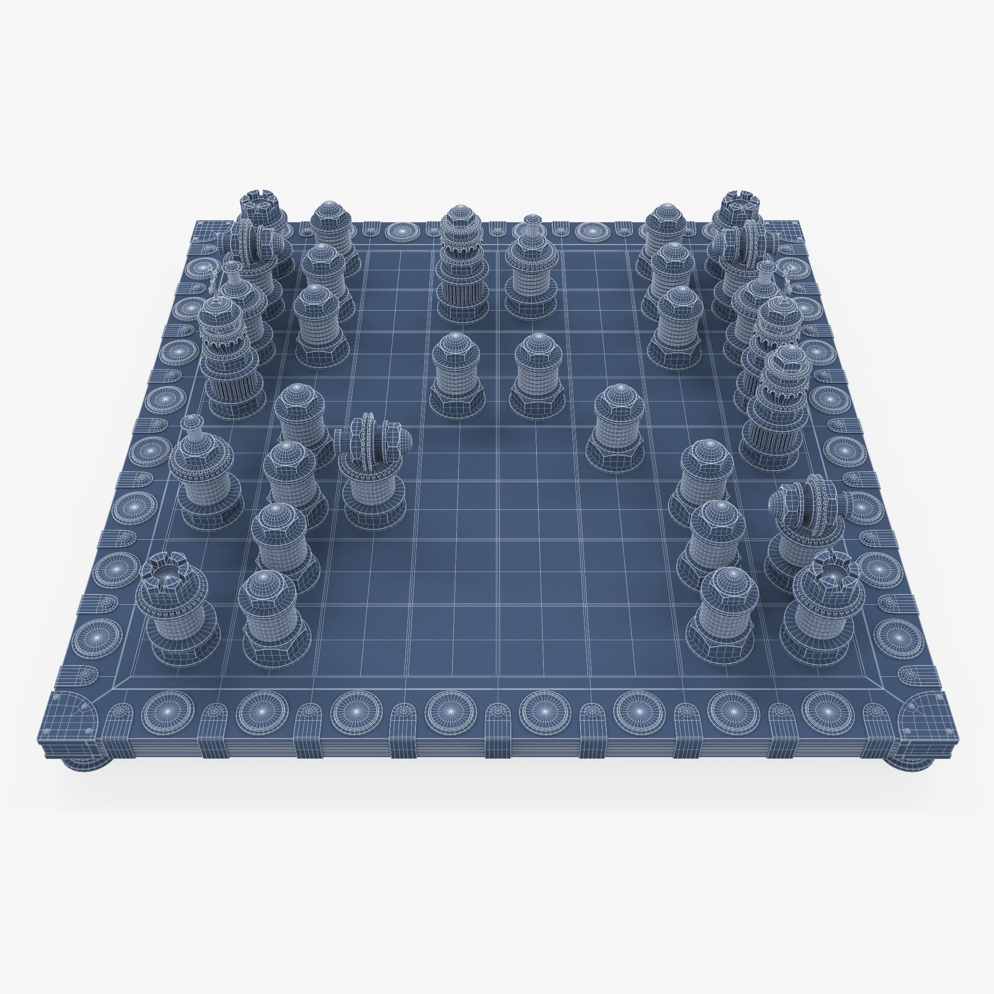 Steampunk chess set 3D model_12