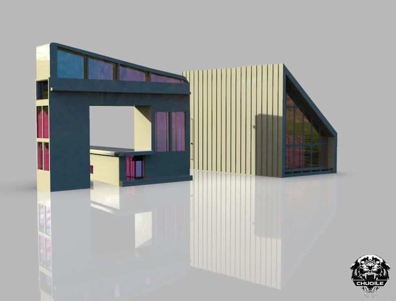 Modern Building Low-poly 3D model_6