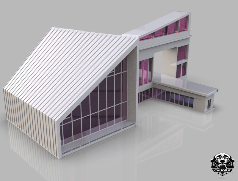 Modern Building Low-poly 3D model_1