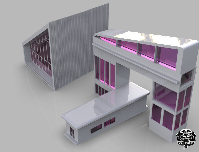 Modern Building Low-poly 3D model_2