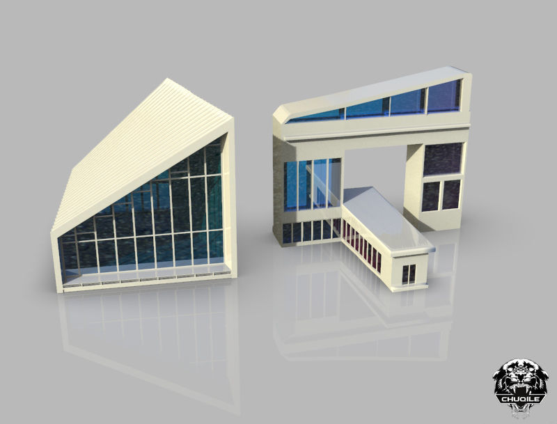 Modern Building Low-poly 3D model_4