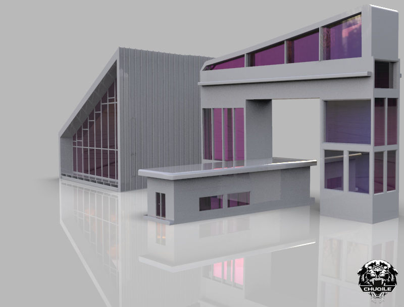 Modern Building Low-poly 3D model_3