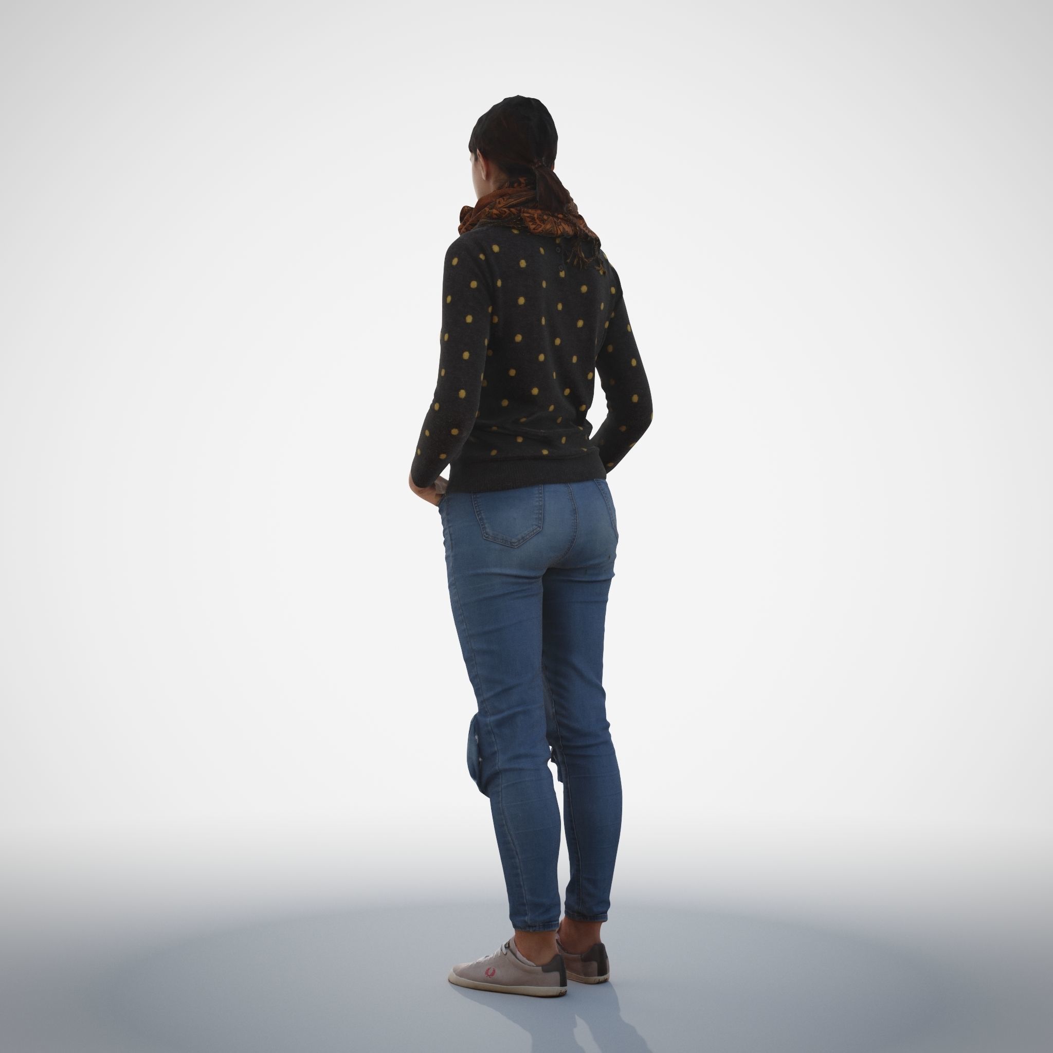 Rosanna 01 Woman posed standing in casual jeans outfit 3D model_10