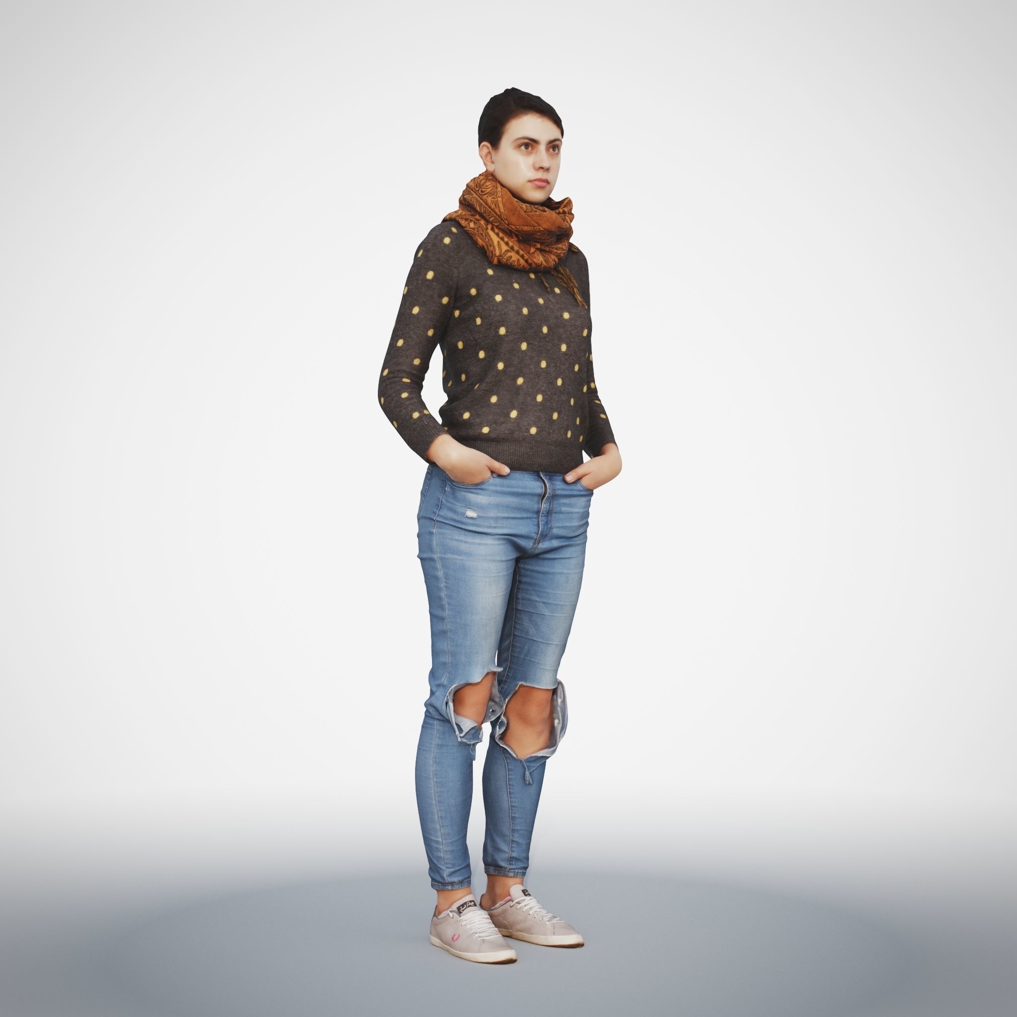 Rosanna 01 Woman posed standing in casual jeans outfit 3D model_12