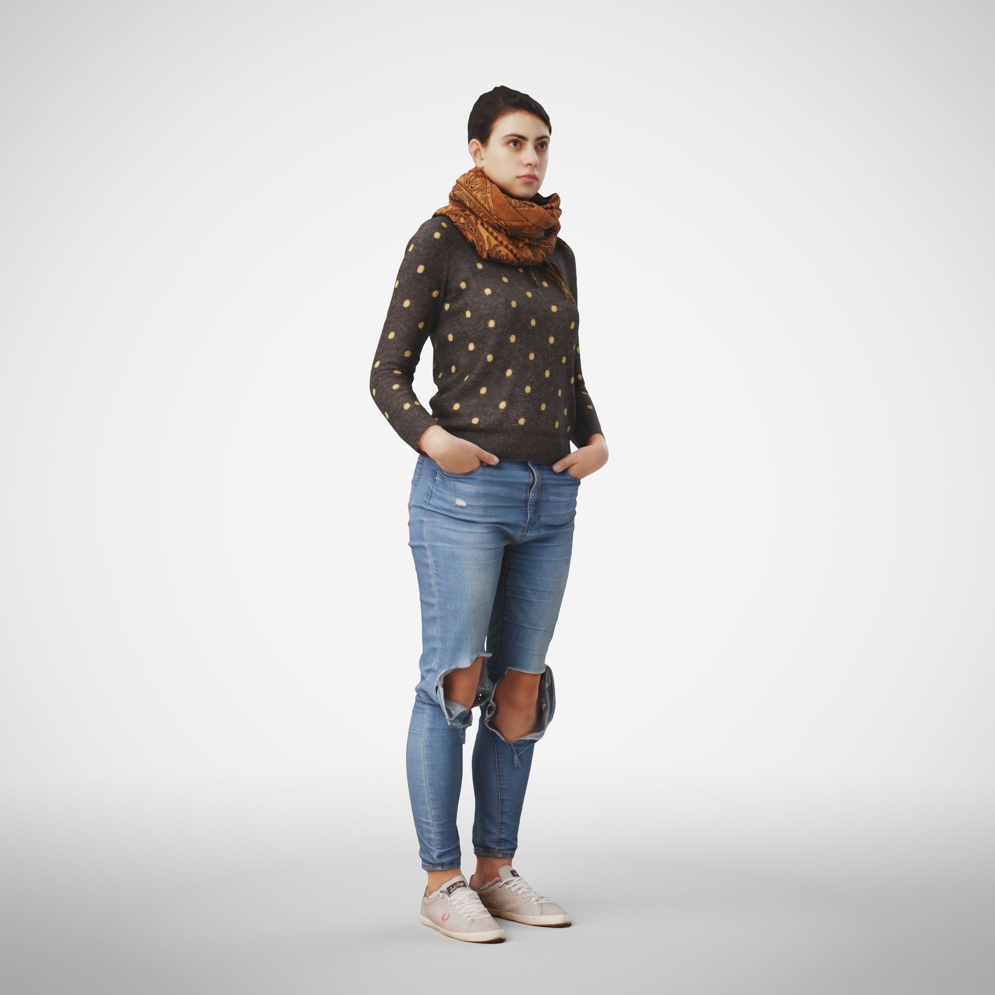 Rosanna 01 Woman posed standing in casual jeans outfit 3D model_7