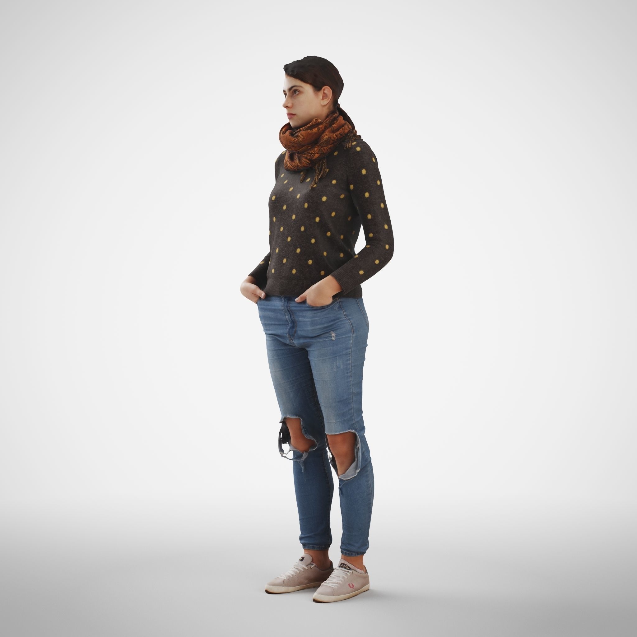 Rosanna 01 Woman posed standing in casual jeans outfit 3D model_2