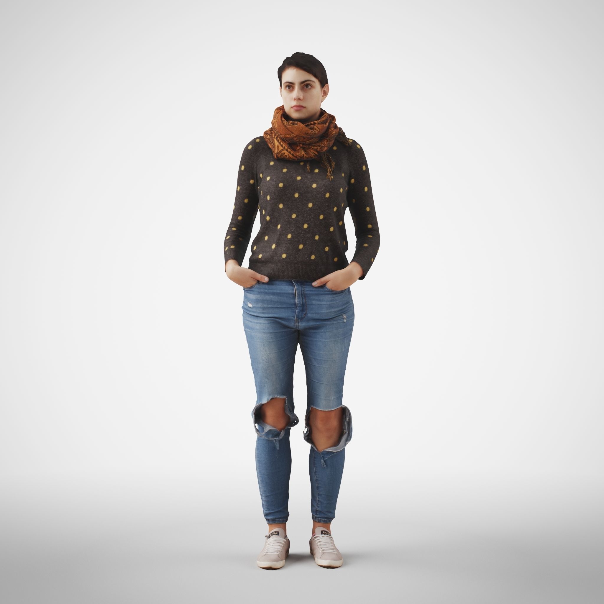 Rosanna 01 Woman posed standing in casual jeans outfit 3D model_1