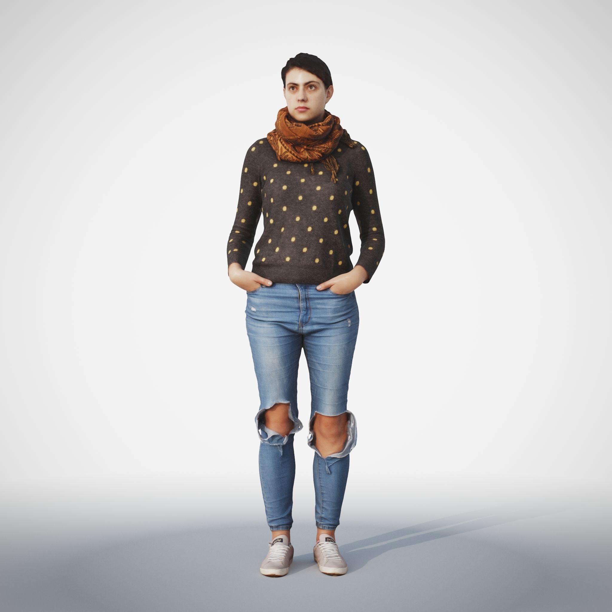 Rosanna 01 Woman posed standing in casual jeans outfit 3D model_8