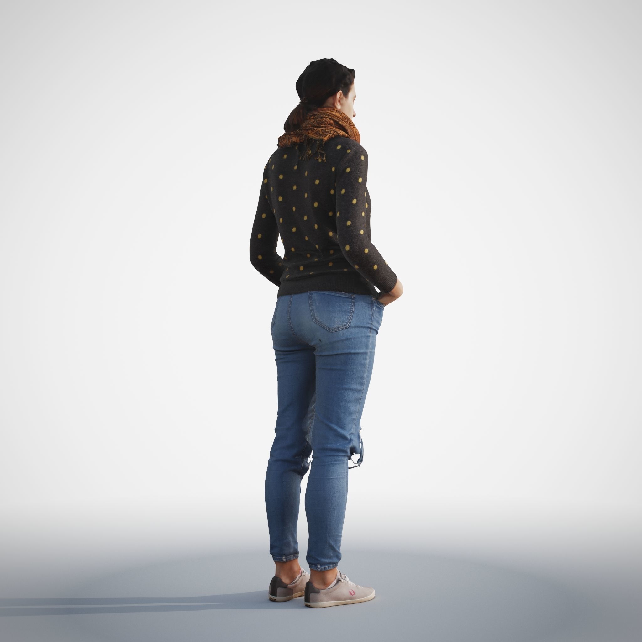 Rosanna 01 Woman posed standing in casual jeans outfit 3D model_11