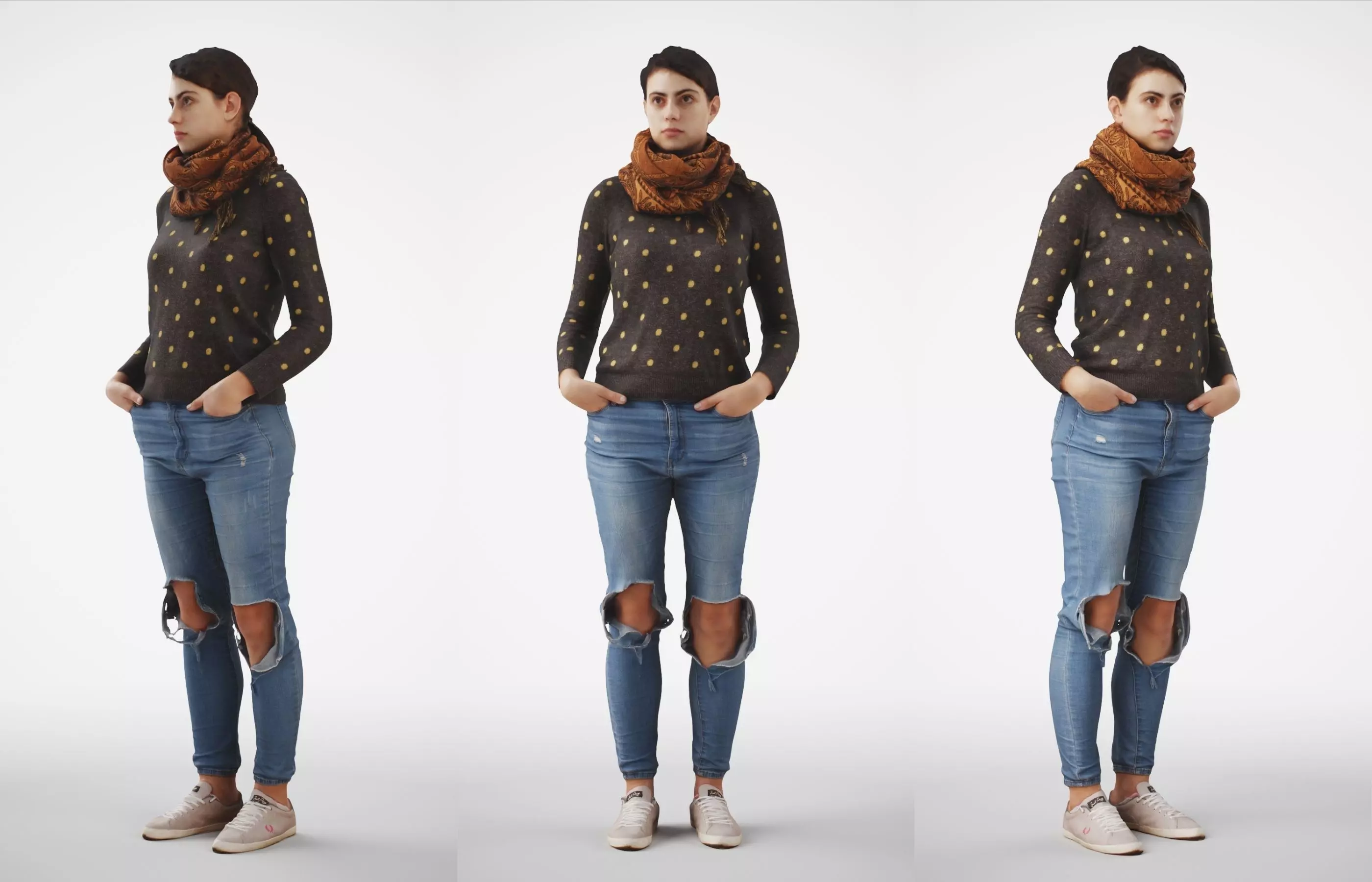 Rosanna 01 Woman posed standing in casual jeans outfit 3D model_0